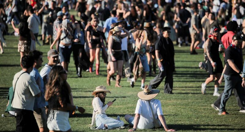 Scantily-clad Coachella attendees wait in massive Starbucks lines