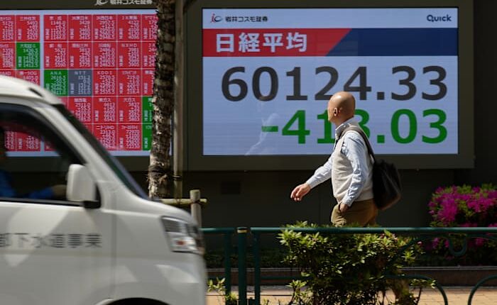 Shares fall in Asia and oil prices gain as talks stall on ending the Iran war