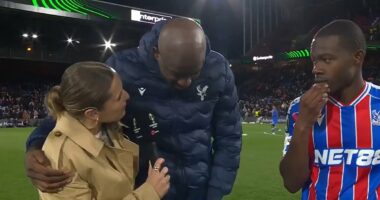 TNT Sports reporter Olivia Buzaglo responds after Crystal Palace star Jean-Philippe Mateta cuddled up to her in hilarious post-match interview