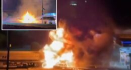 Tanker carrying 9K gallons of gas erupts in flames after hitting power lines in Texas