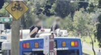 Teenagers who rode on bus roof sought by police