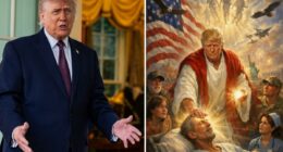 Trump reveals why he deleted AI post of himself as Jesus-like figure â and takes shot at Riley Gaines
