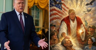Trump reveals why he deleted AI post of himself as Jesus-like figure â and takes shot at Riley Gaines