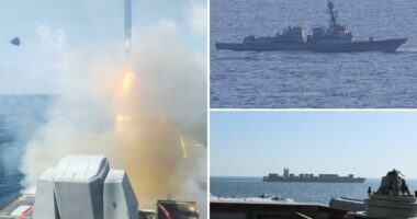 US Navy destroyer 'blows a hole' through Iranian cargo ship that tried to break Hormuz blockade, Trump says