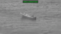 gif of U.S. strike on suspected narco terrorist ship in the Eastern Pacific
