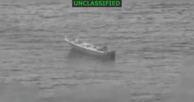 gif of U.S. strike on suspected narco terrorist ship in the Eastern Pacific