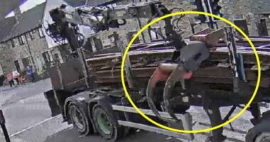 Unsecured crane swings out from lorry before killing mother
