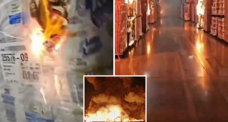 Video of Ontario fire warehouse shows alleged disgruntled employee start fire