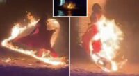 Video shows Nantong Forest Safari Park dancer engulfed in flames