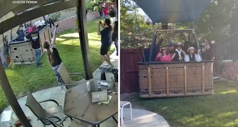Video shows hot air balloon carrying 13 people make emergency landing in Temecula, California backyard
