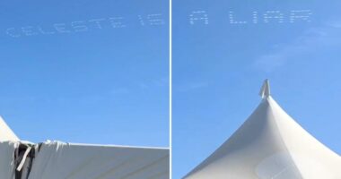 Vile 'Celeste is a liar' sky message appears above Coachella after D4vd's arrest for murder