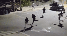 A large group running