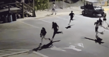 A large group running