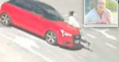 Wild moment woman clings to moving car in Australian road rage incident