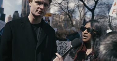 Woke protestor ripped for missing joke on 'gays of Hormuz'