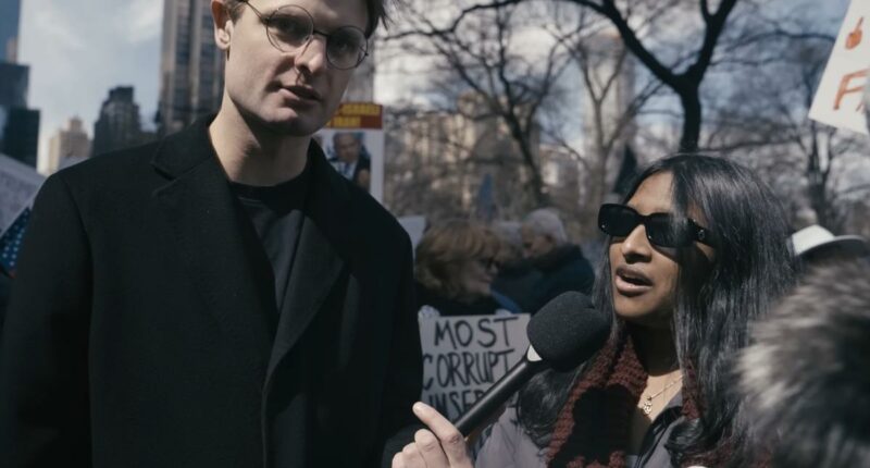 Woke protestor ripped for missing joke on 'gays of Hormuz'