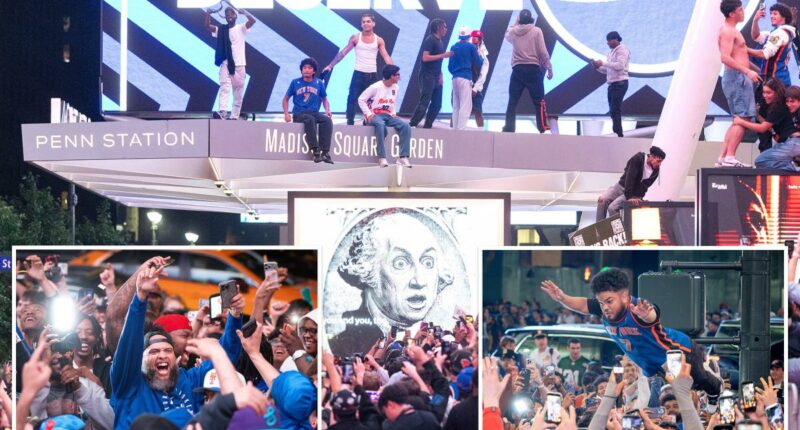6 hauled off in cuffs as Knicks diehards celebrate outside NYC's Madison Square Garden after historic playoff sweep