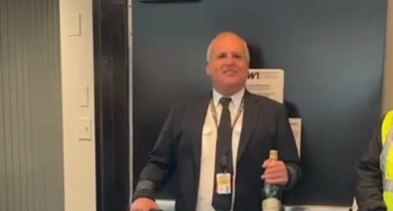 A retiring Spirit pilot's last flight was canceled by the budget carrier's sudden closure. See his impromptu celebration.