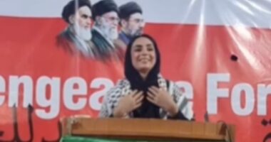 Apprentice star faces counter terror probe after sharing video of her addressing pro-regime rally in Iran where crowd waved Hezbollah flags