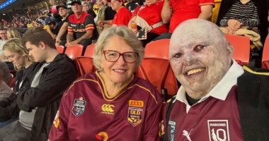 Aussie with an agonising skin condition goes to the footy with his mum - and what happened next will make your blood boil