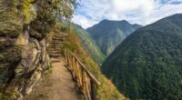 Inca Trail, Peru - August 03, 2017: Wild landscape of the Inca Trail, Peru