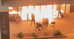 The restaurant was set on fire yesterday morning.