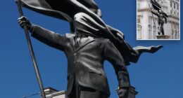 Banksy confirms new London statue of a man blinded by a flag is his