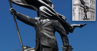 Banksy confirms new London statue of a man blinded by a flag is his