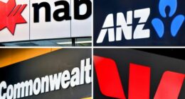 A composite image of signage of Australia's 'big four' banks ANZ, Westpac, the Commonwealth Bank (CBA) and the National Australia Bank (NAB) signage in Sydney, Saturday, May 5, 2018.