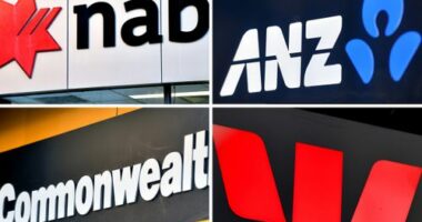 A composite image of signage of Australia's 'big four' banks ANZ, Westpac, the Commonwealth Bank (CBA) and the National Australia Bank (NAB) signage in Sydney, Saturday, May 5, 2018.