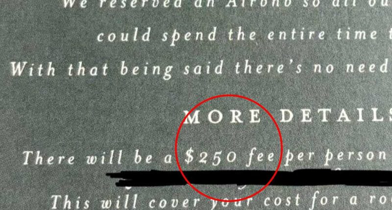 Bride and groom spark outrage over 'tacky' detail on wedding invite