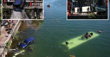 Bus sinks in River Seine after trainee driver crashes