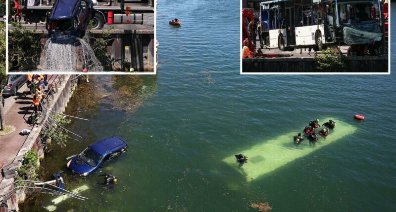 Bus sinks in River Seine after trainee driver crashes