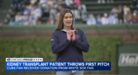 Chicago Cubs fan who got kidney from White Sox fan after viral sign throws out first pitch at Wrigley Field