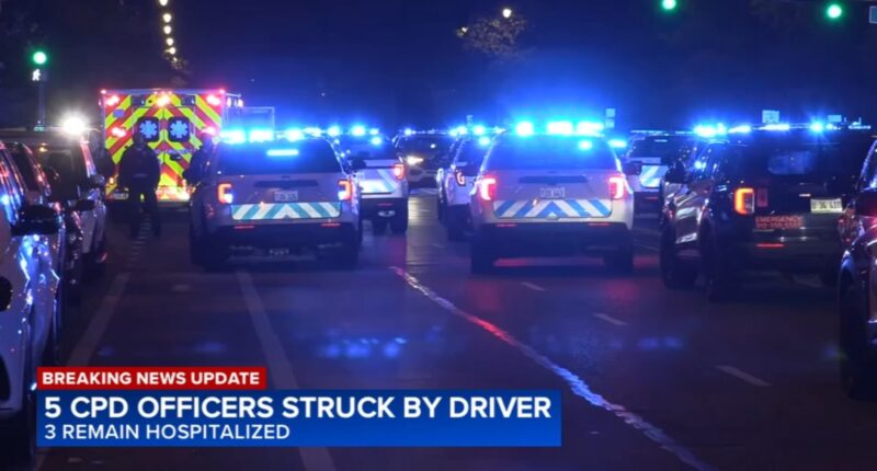 Chicago crime, today: 5 officers struck by car while dispersing crowd at Loomis Street and Roosevelt Road on Sunday, police say