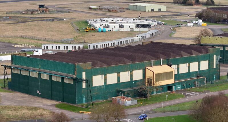 Controversial former RAF base earmarked for 2,000 asylum seekers finds ground gases and unexploded artillery on the land, minister claims