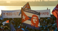 Cuba's electric and petroleum workers celebrate their colleagues during massive rally