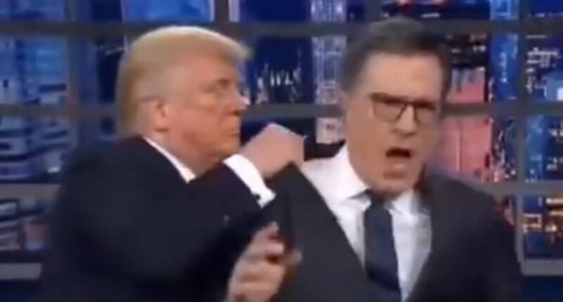 Donald Trump shares AI video of him assaulting Stephen Colbert