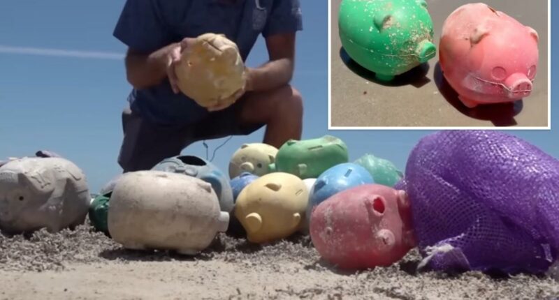 Dozens of defective piggybanks wash ashore in Texas -- and no one knows where they came from