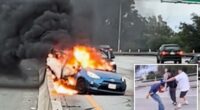 Fiery crash kills woman on 10 Freeway as vigilantes hunt down suspect sprinting away