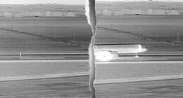Footage shows moments before Frontier Airlines jet struck person on Denver airport runway