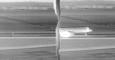 Footage shows moments before Frontier Airlines jet struck person on Denver airport runway
