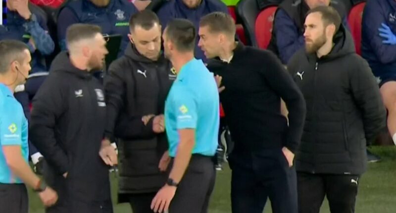 Furious Middlesbrough and Southampton bosses are SEPARATED by referee in tense moment during 'Spygate 2.0' Championship play-off semi-final