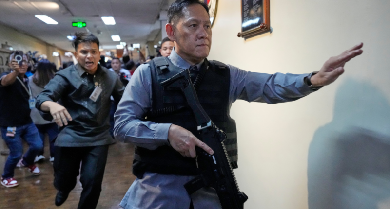 Gunfire breaks out in Senate in The Philippines where authorities tried to arrest a senator