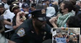 Hateful anti-Israel mob descends on historic NYC synagogue, clash with cops in chaotic protest