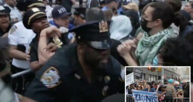 Hateful anti-Israel mob descends on historic NYC synagogue, clash with cops in chaotic protest