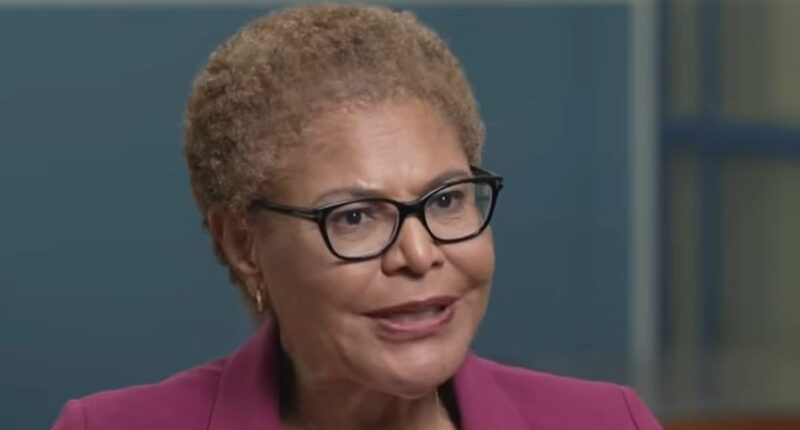 LA Mayor Karen Bass LAUGHS when asked why her promise to end street homelessness by 2026 has been badly broken