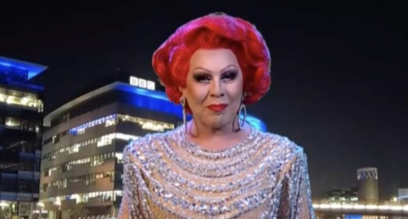 La Voix brings the glamour as UK Eurovision spokesperson as drag artist wears a bedazzled gown to announce the country's votes