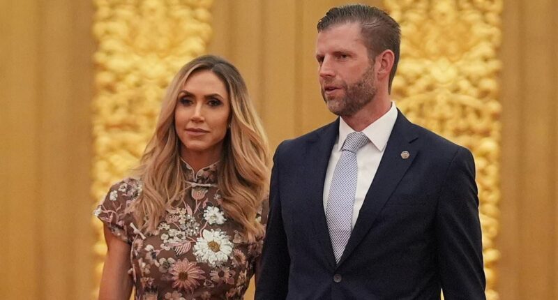 Lara Trump channels Princess Kate alongside Trump's blonde glamorous aide in glittering gold as MAGA fashion steals show on China trip