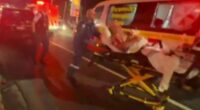 Both diners were taken to hospital after allegedly being stabbed.